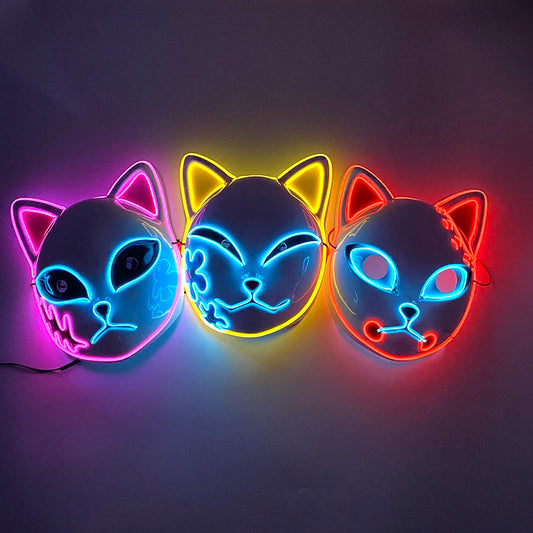 LED Maske japanische LED-Anime-Maske im Dämonenjäger-Design – Gesichtsmaske Leuchte die Nacht auf jeder Party an!
Japanese Anime Mask Full Face Demon Slayer Mask LED Party Supplies Neon Light Flashing In The Dark Night