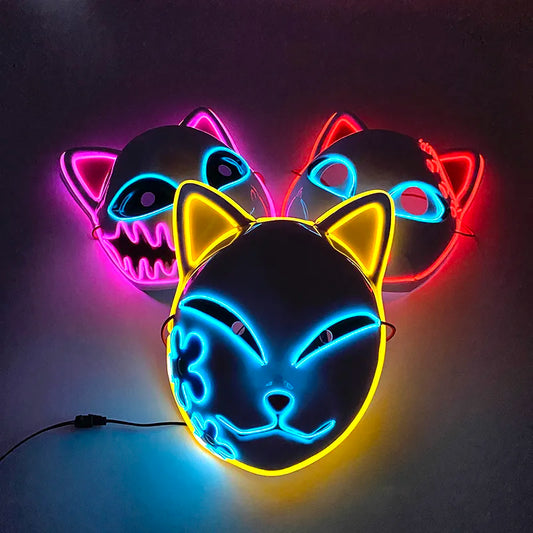 LED Maske japanische LED-Anime-Maske im Dämonenjäger-Design – Gesichtsmaske Leuchte die Nacht auf jeder Party an!
Japanese Anime Mask Full Face Demon Slayer Mask LED Party Supplies Neon Light Flashing In The Dark Night